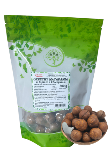 Orzechy macadamia w łupinie z kluczykiem 500G,