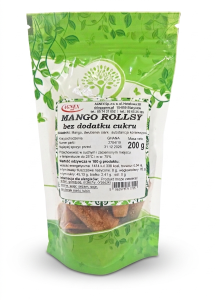 Suszone mango paski zawijane ROLLS bez cukru 200g