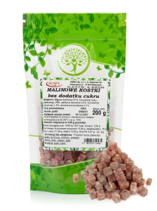 Malinowe kostki bez cukru 200g